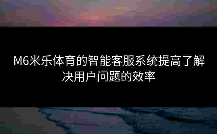 M6米乐体育的智能客服系统提高了解决用户问题的效率