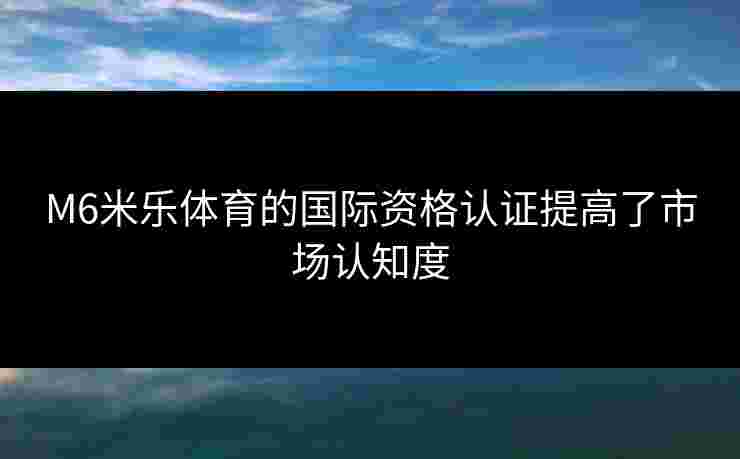 M6米乐体育的国际资格认证提高了市场认知度